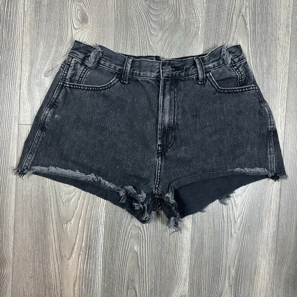KanCan Black High Rise Cut‎ Off Distressed Denim Shorts Women’s Size 28 Festival
